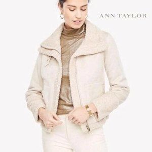 Faux Shearling-Lined Coat Bomber Jacket - LIKE NEW